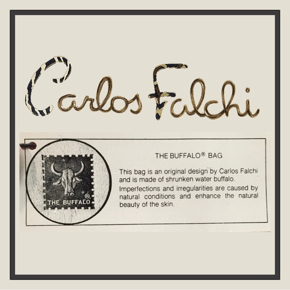 Vintage Carlos Falchi Buffalo Clutch Bag, Black Leather - Picture 13 of 13